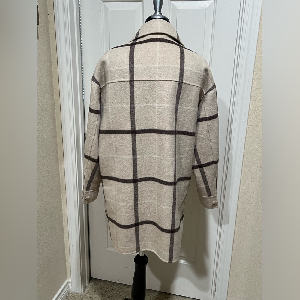 BELLE AND BLOOM RIVERS EDGE Stylish Beige Plaid Button-Up SHACKET WOMEN SIZE XS - Picture 6 of 11